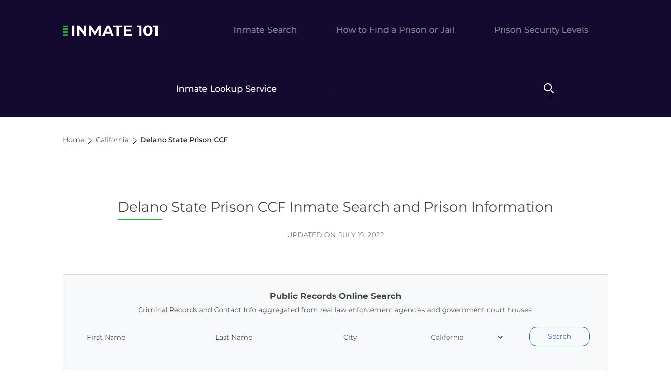 Delano State Prison CCF Inmate Search, Visitation, Phone ...